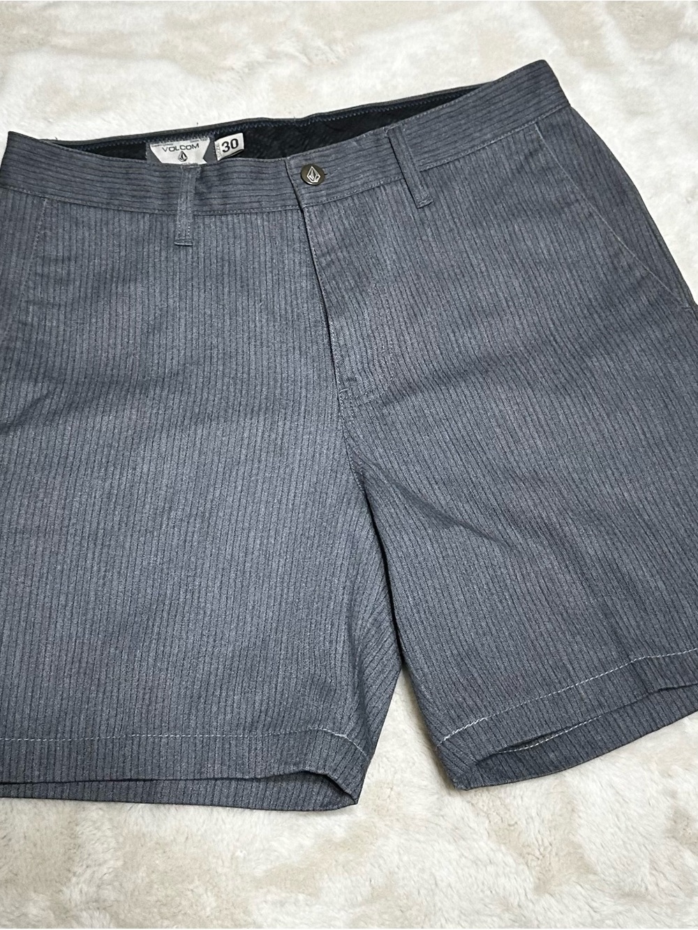 Volcom Men's 30 Charcoal Frickin Stripe Chino Flat Front Shorts